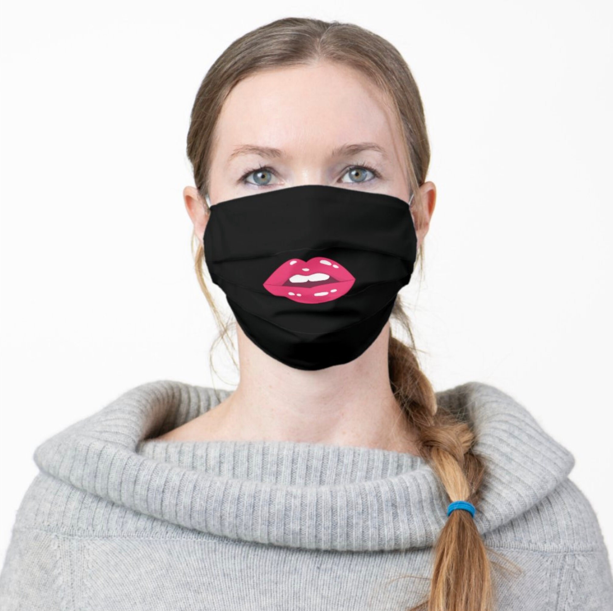 Open Mouth Lips Black Face Mask Reusable Cloth Cover Fabric Etsy