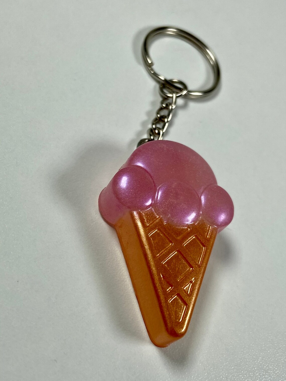 Ice Cream Keychain Pink Classic Etsy