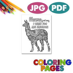 Llama Coloring Page | Coloring for Adults | Coloring for Kids | Digital Print