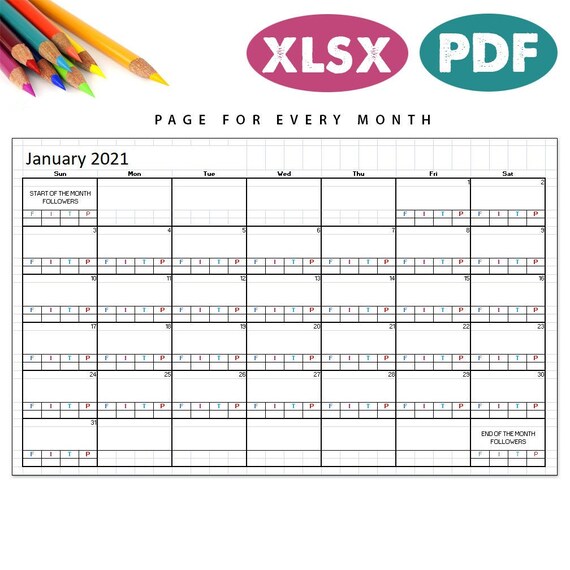 Social Media Calendar for 2021 Digital Download Excel Format PDF Format  Online Organization Fill in the Blank Write in Form - Etsy