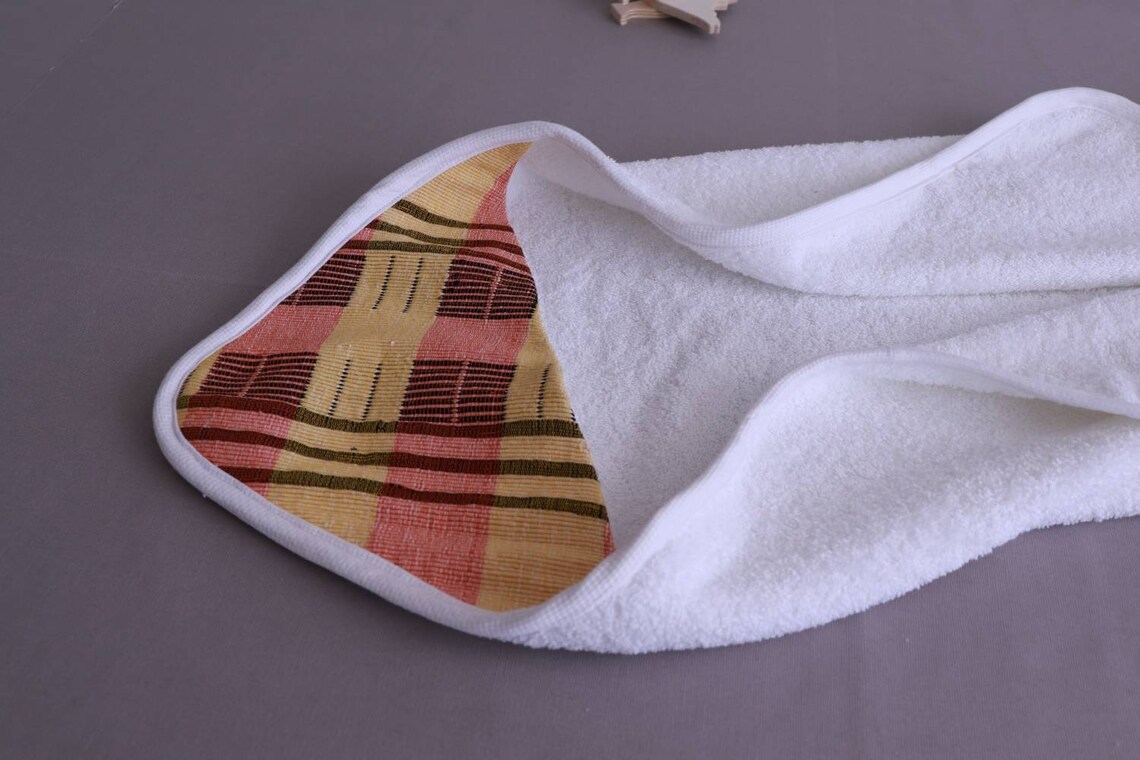 Cotton ratine baby bath towel with a cape lined with African | Etsy