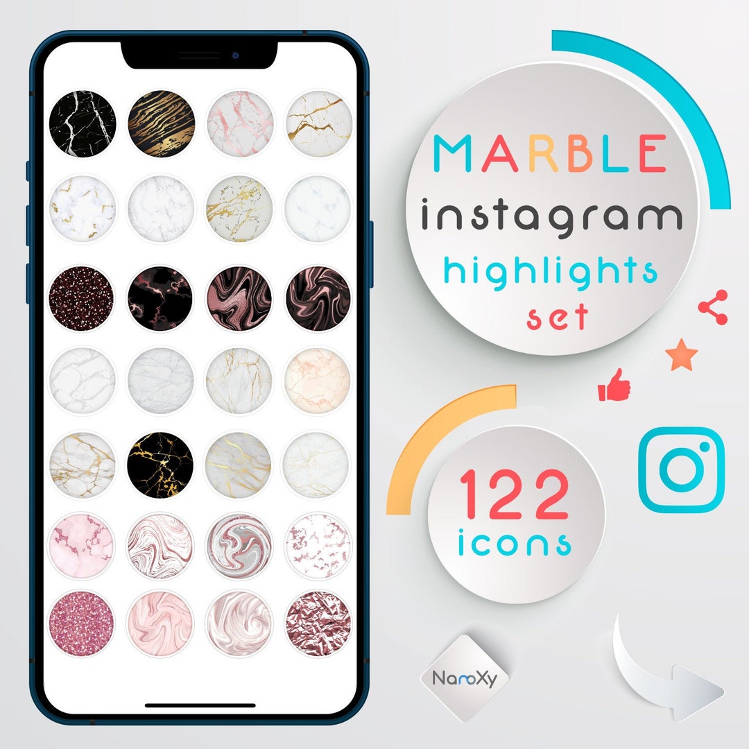 Marble Instagram Story Highlight Icons, IG Highlight Covers, Luxury