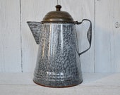 Vintage Gray Swirl Enamel Coffee Pot