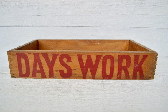 Antique Wooden Days Work Tobacco Plug Box