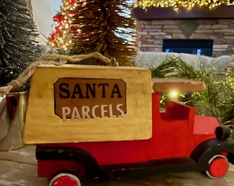 Colis du père Noël, camion en bois, décoration de Noël, années 80