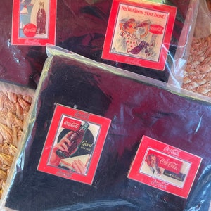 Coca-Cola Lapel Pins, Set of 4.  Enameled, metal pins from 1998 Coke Collection