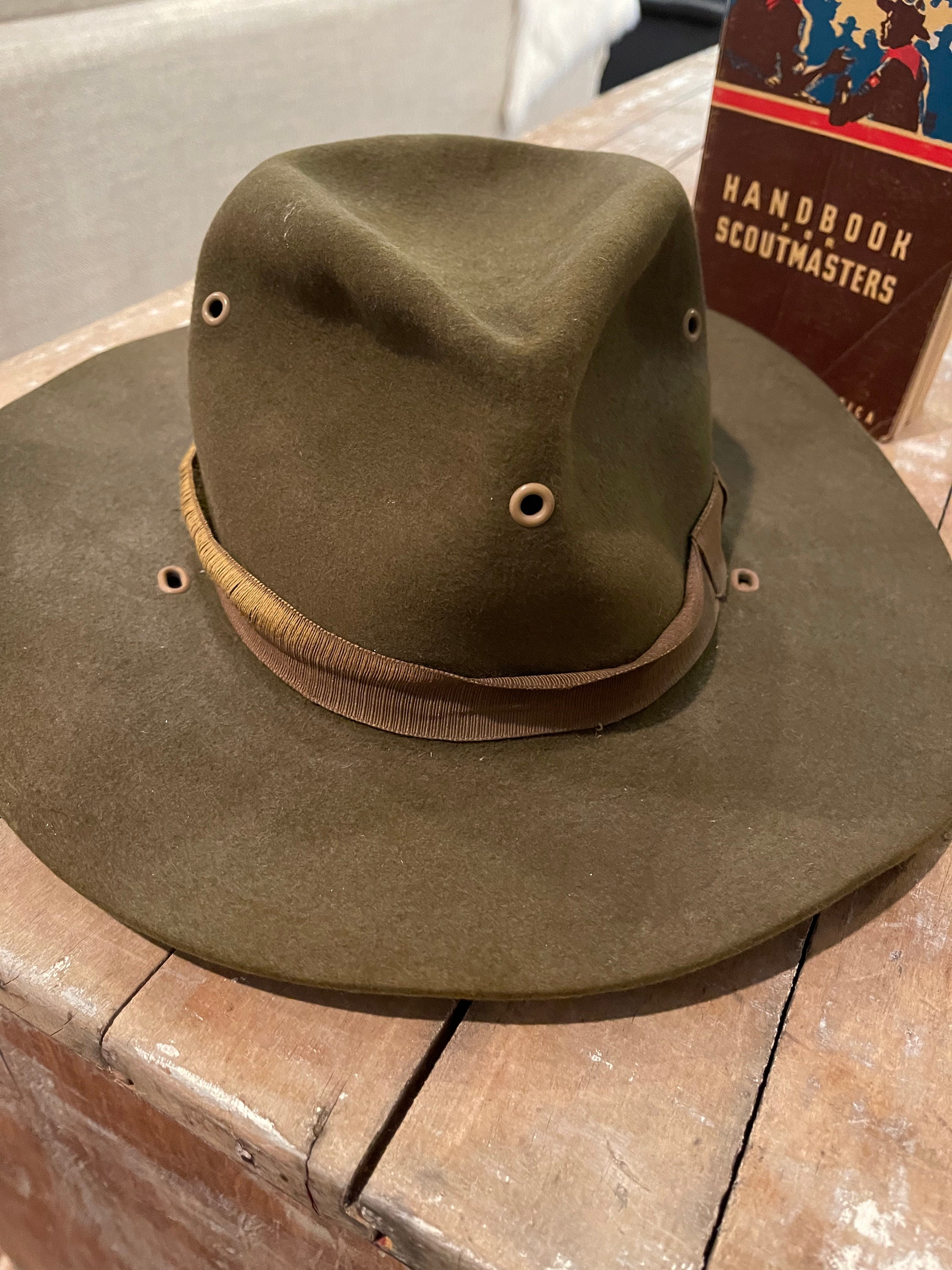 Vintage Campaign Military Felt Hat. Army/Olive Green. GW Etsy