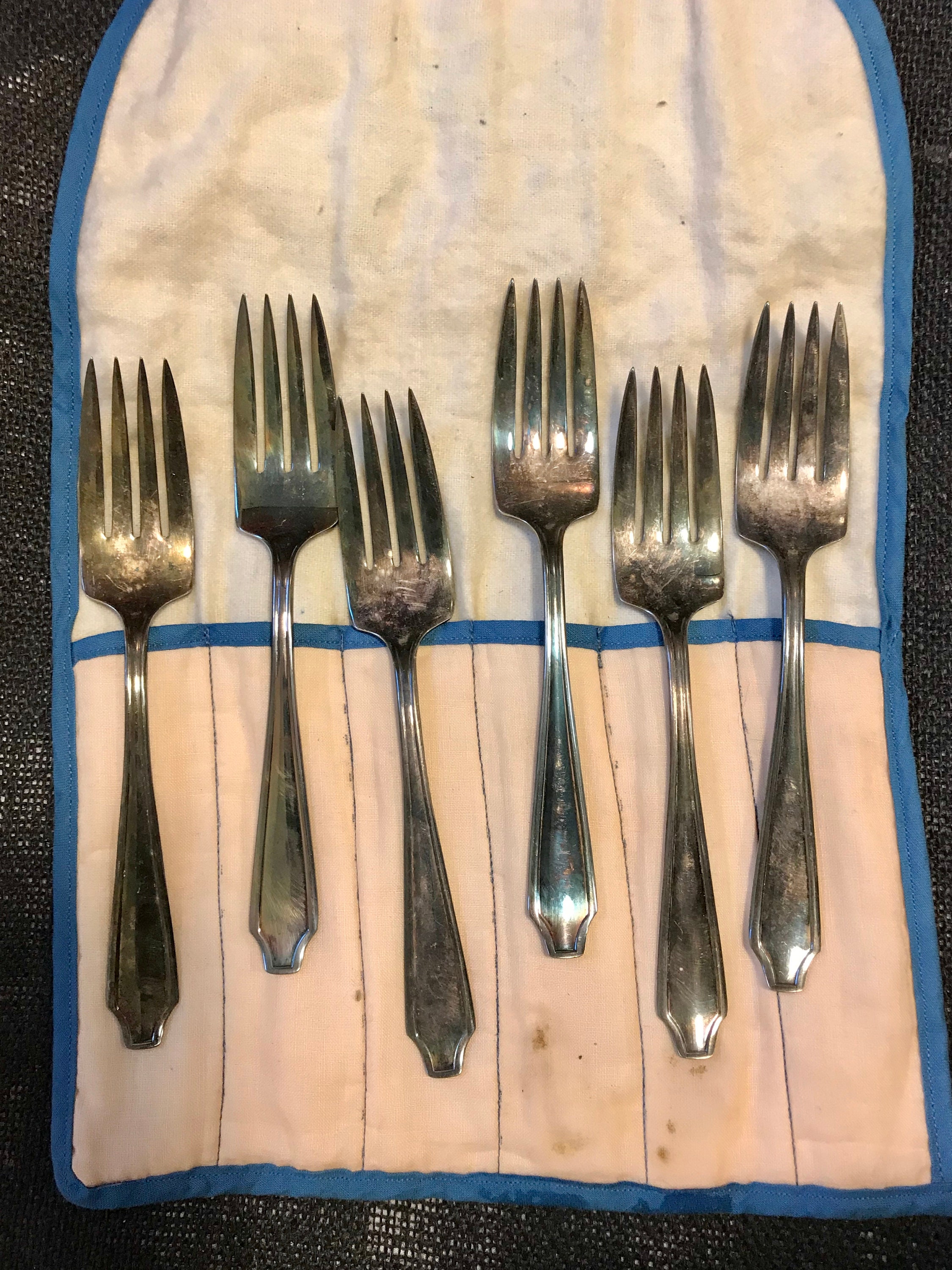 Antique Set of 6 Dessert Forks in Dover/plymouth by Milford Silver Co