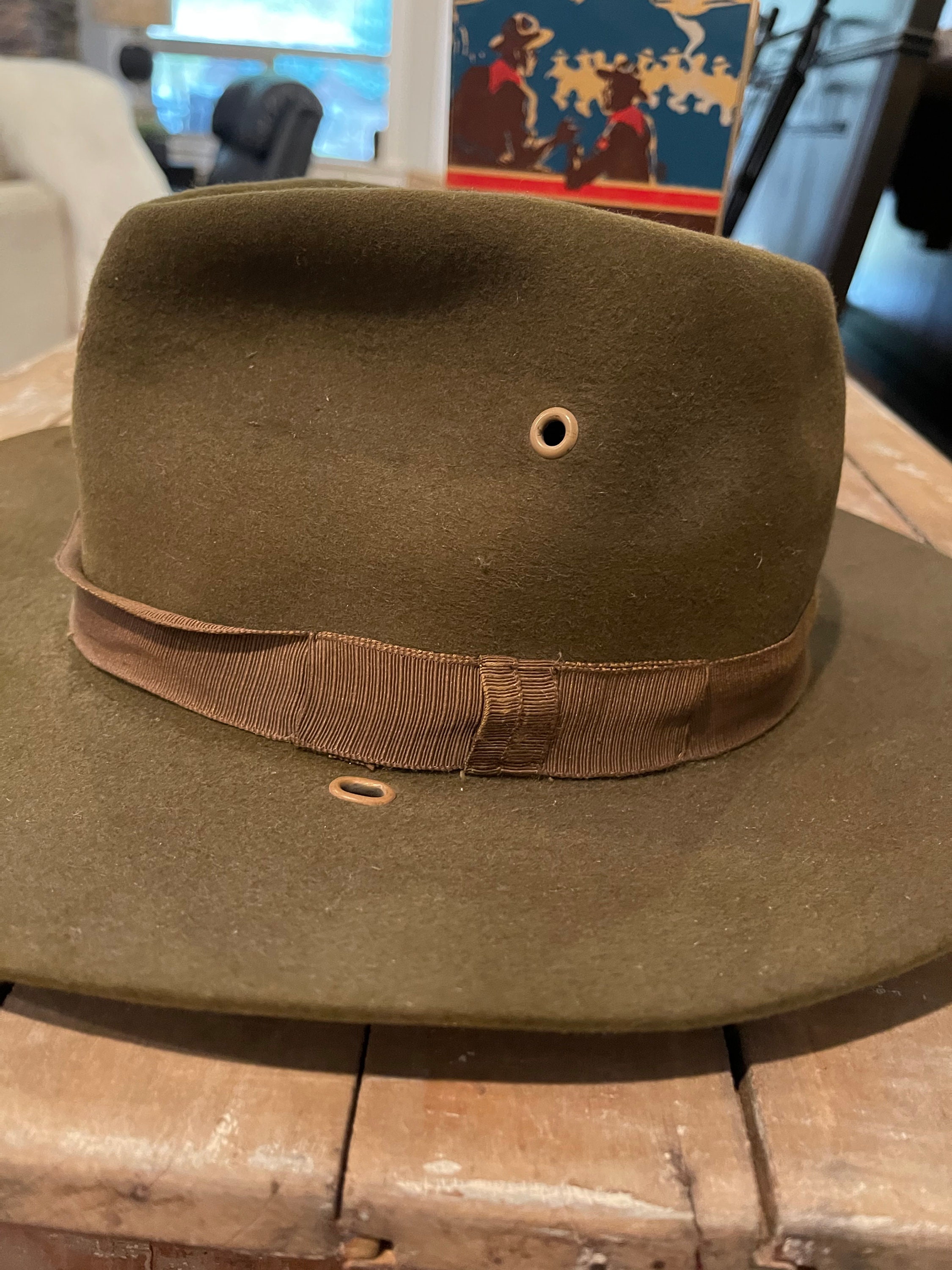 Vintage Campaign Military Felt Hat. Army/Olive Green. GW Etsy