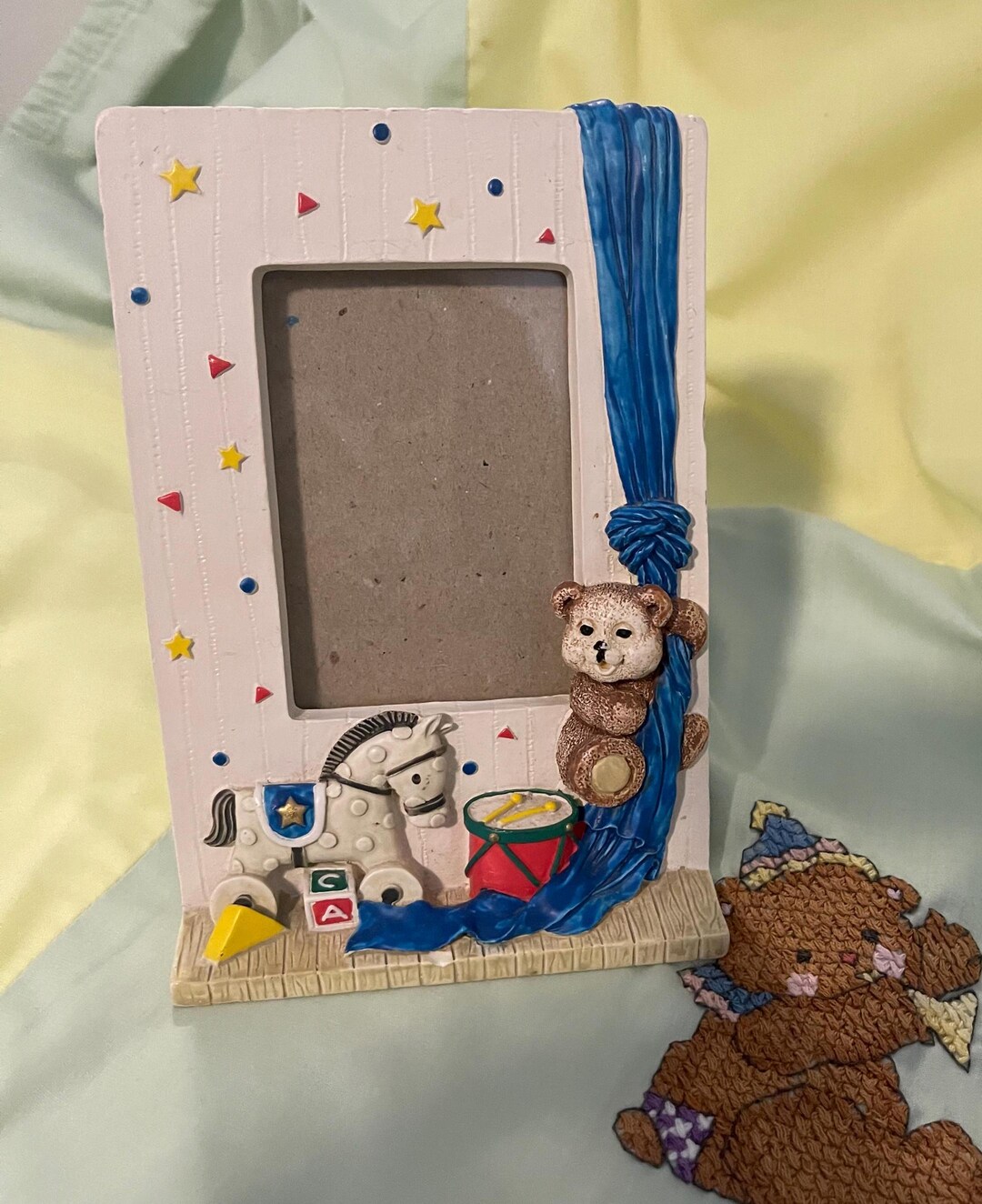 Vintage Baby Toy Frame: Primary Colors Nursery Decor (2