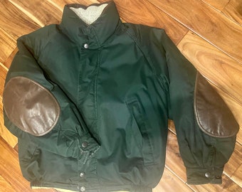 Vintage Retro, Nautica, Down Filled Bomber Style Winter Jacket with Leather Elbow Patches, L