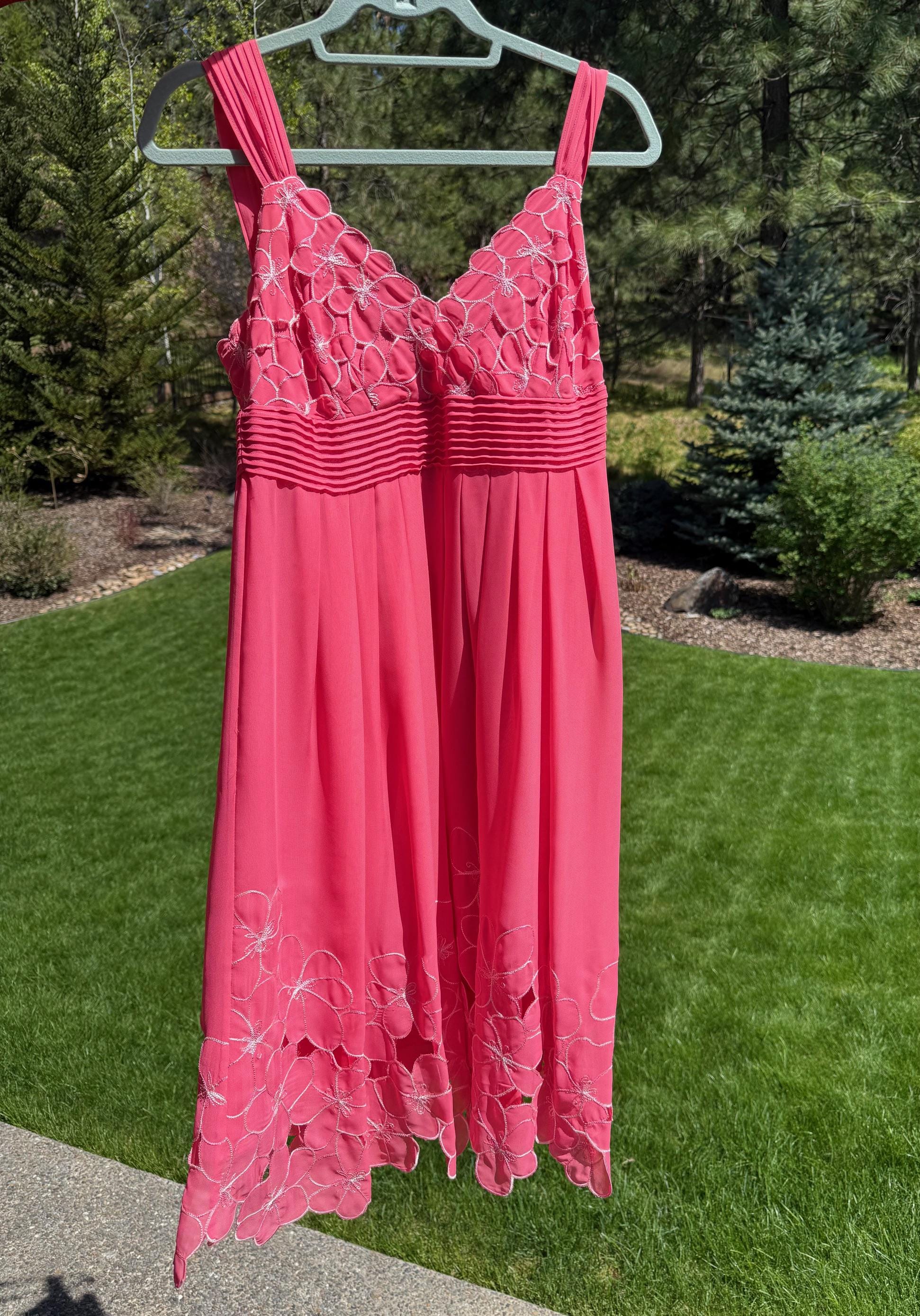 Antonio Melani Sundress Size 8: Pink Embroidered Fit & Flare