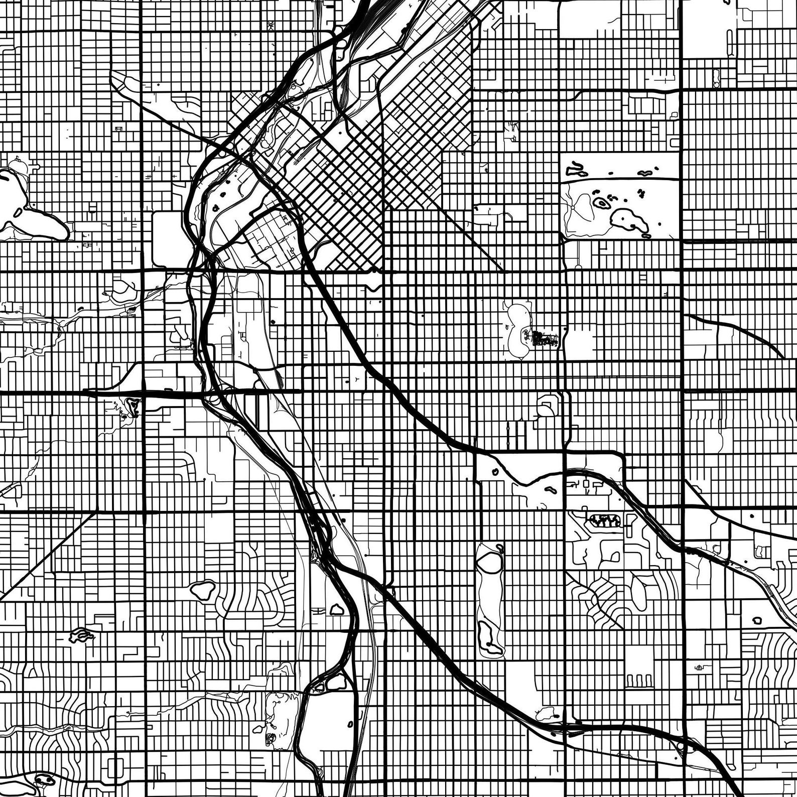 Denver Map Print Black White Downloadable Print Etsy