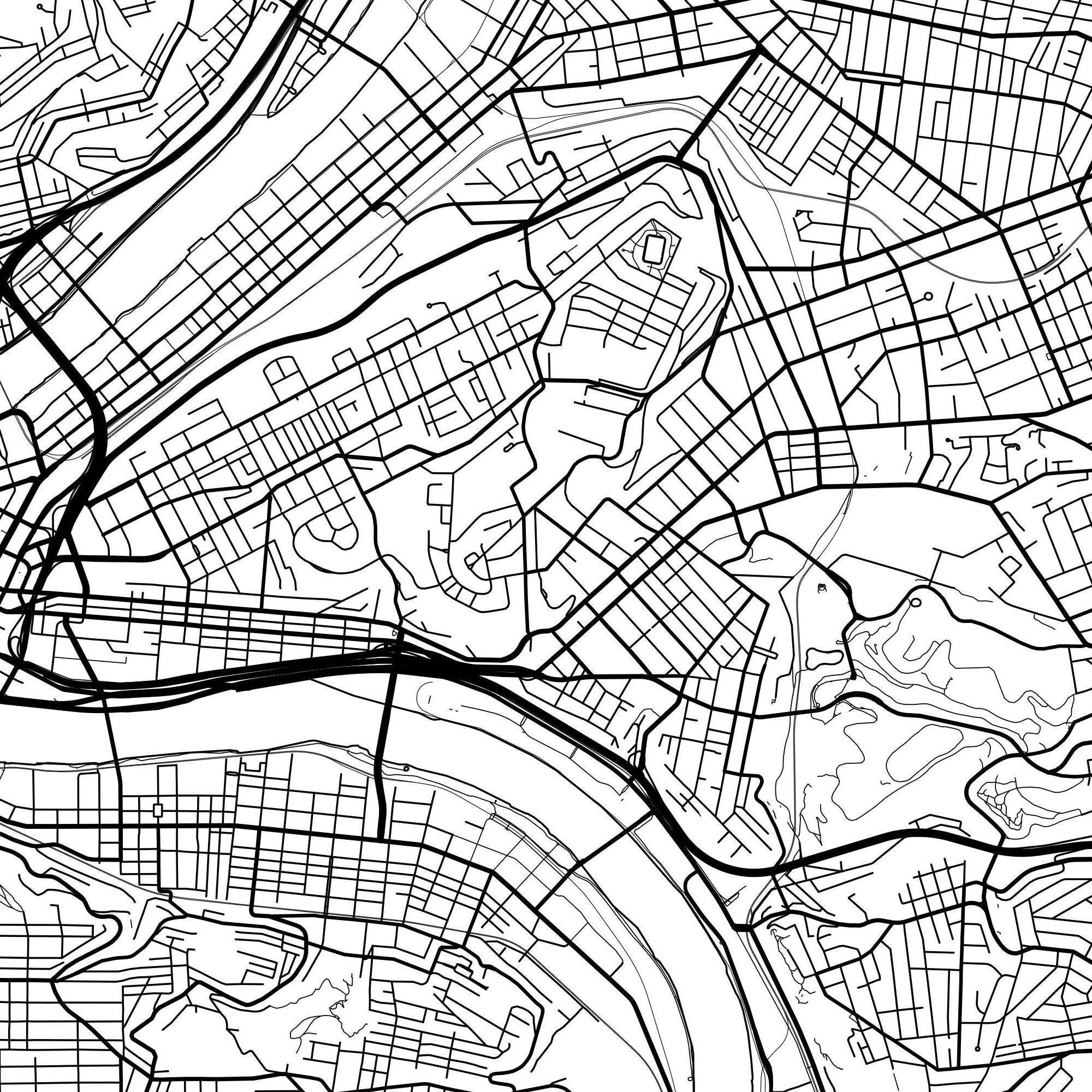 Pittsburgh Map Wall Art Black & White Downloadable Print Etsy México