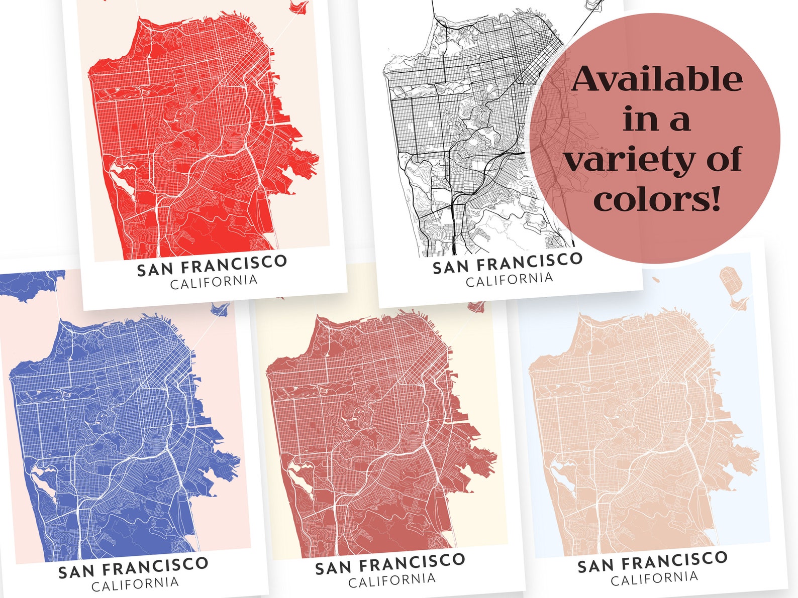 San Francisco Map Wall Art Pink Denim Downloadable Print Etsy