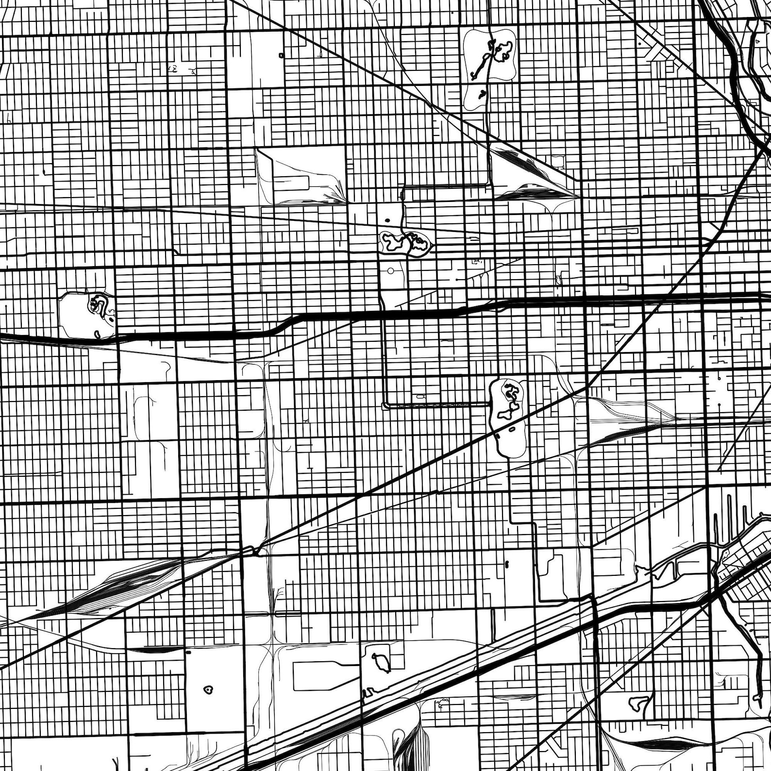 Chicago Map Print Black & White Downloadable Print | Etsy