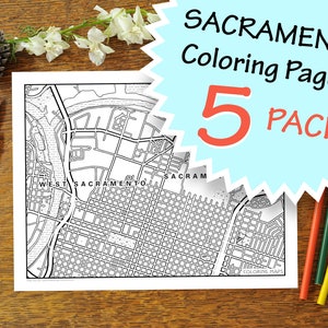 5 Pack - Sacramento Street Map Coloring Pages