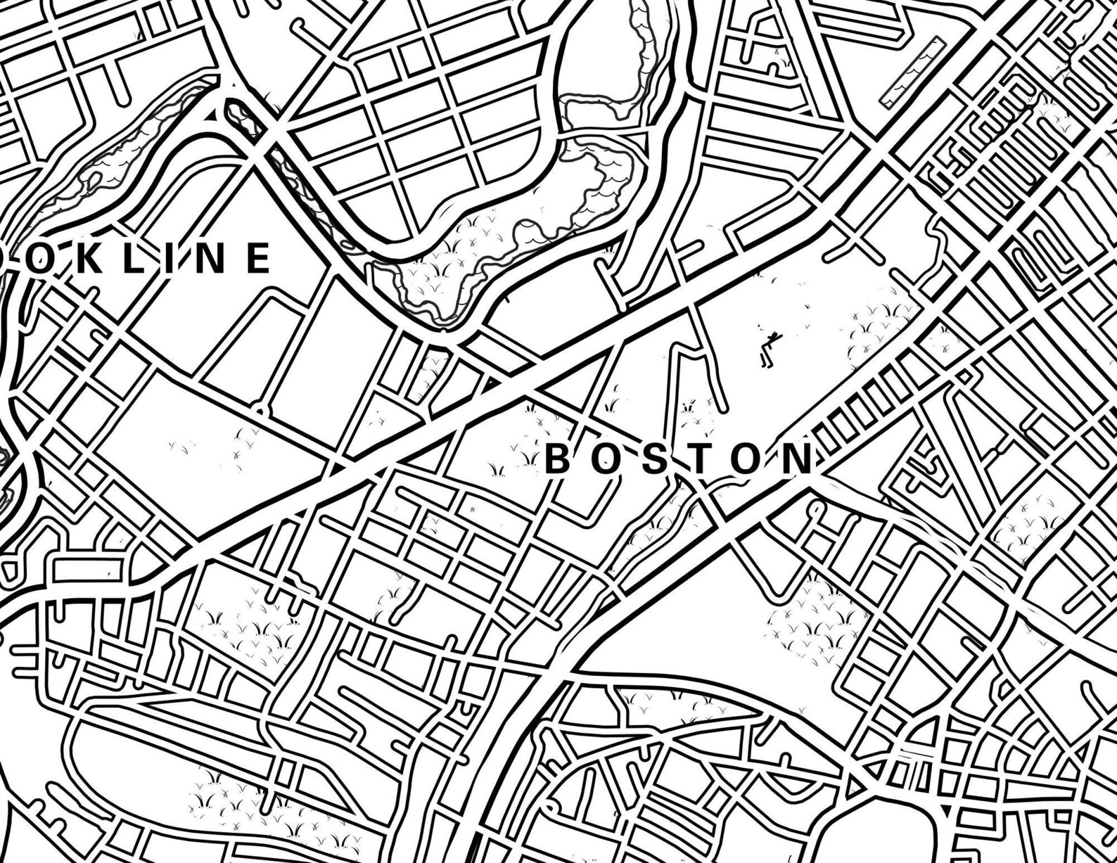 Mission Hill Boston Coloring Page Map | Etsy