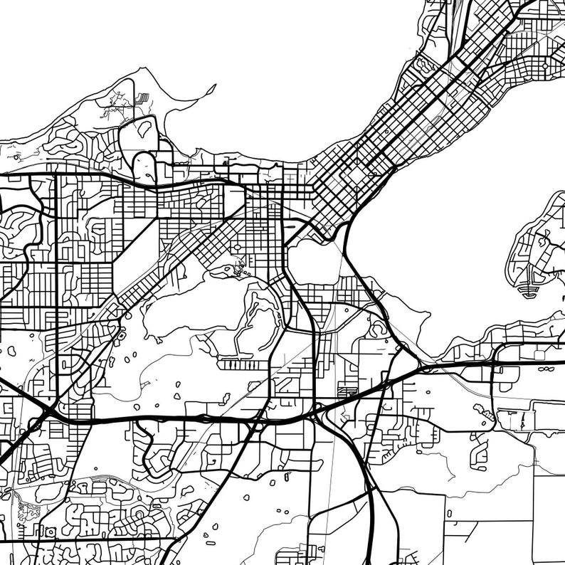 Madison Map Print Black &amp; White Downloadable Print | Etsy