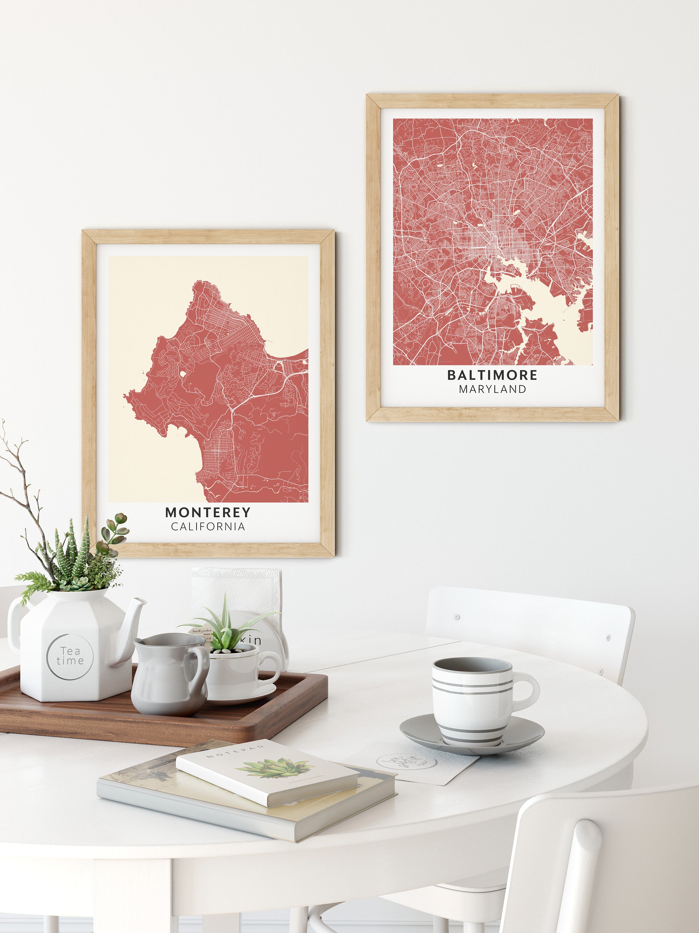 Monterey Map Wall Art Bone Rust Downloadable Print Etsy Nederland