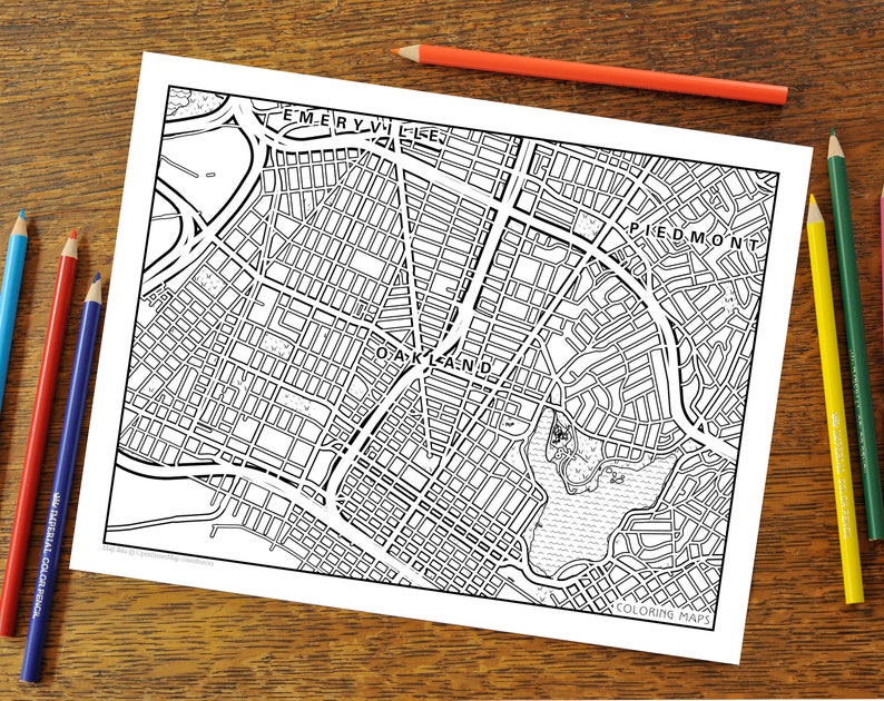 5 Pack Bay Area Map Coloring Pages for Adults, Street Map, City Maps ...