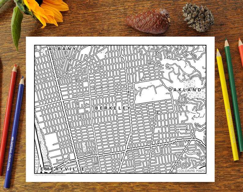 5 Pack Bay Area Map Coloring Pages for Adults, Street Map, City Maps ...