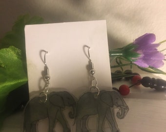 Elephant Shrinky Dink Earrings