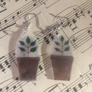 Potted Plant Shrinky Dink Earrings