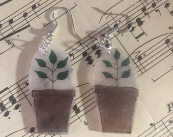 Potted Plant Shrinky Dink Earrings