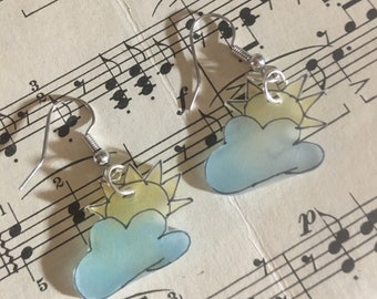 Sun and Cloud Shrinky Dink Earrings
