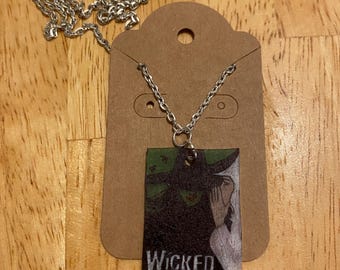 Wicked Poster Hand Drawn Shrinky Dink Necklace | Broadway Musical Inspired Necklace