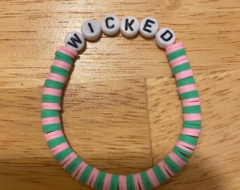 Wicked Musical Clay Bead Bracelet | Broadway Musical Inspired Bracelet | Pink & Green Beaded Bracelet