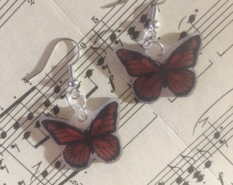 Monarch Butterfly Shrinky Dink Earrings