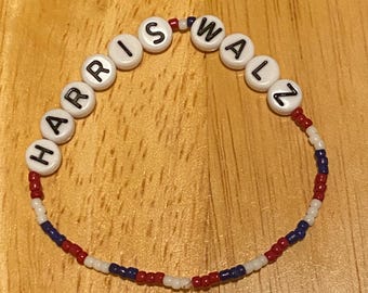 Harris Walz Beaded Bracelet | Election Bracelet | Vote 2024