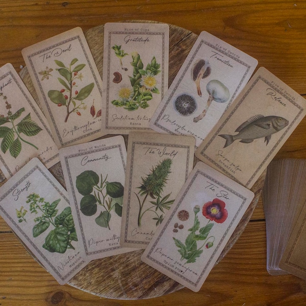 The Alchemists Garden - Plant Tarot (Organic, Vintage, Botanic with Book)