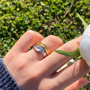 Molten Duo Open Ring | Stainless Steel Ring | Anti Tarnish | Gold, Silver