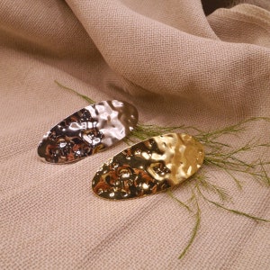 Unique Hammered Oval Metal Hair Barrette | Unique Hair Clip | 80mm | Gift Idea