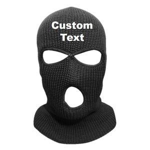 Custom or Plain 3 Hole Ski Mask Warm Knitted Balaclavas Black