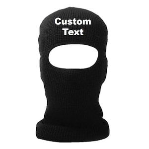 Custom or Plain 1 Hole Ski Mask Warm Knitted Balaclavas Black