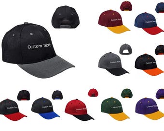 2 Tone Plain or Custom Blank Baseball Quality Cap 6 Panels Acrylic OSFM