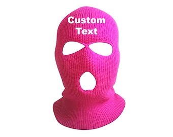Custom or Plain 3 Hole Ski Mask Warm Knitted Balaclavas Hot Pink
