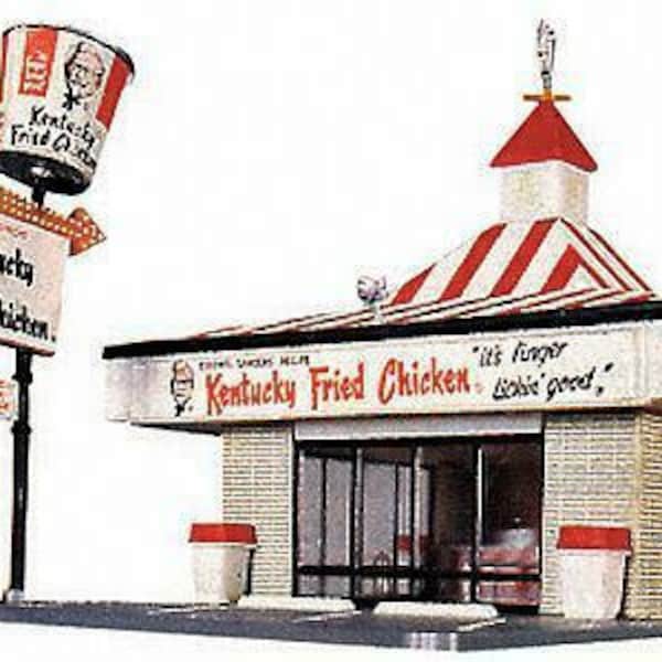 Walthers SceneMaster 1/87 HO Scale KFC Kentucky Fried Chicken Building Structure Kit, Life-Like 433-1394