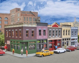 Walthers Cornerstone 1/160 N Scale Merchant's Row I w/ 5 Storefronts Business District, Easy-To-Build Structure Kit 933-3850