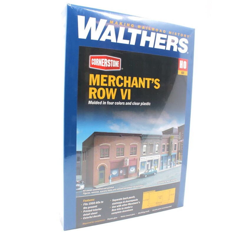Walthers Cornerstone HO Scale Merchant's Row II Building Kit - Model Railroad Storefronts