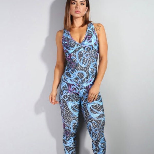 Blue Unitard Bodysuit Jumpsuit Authentic Brazilian Activewear