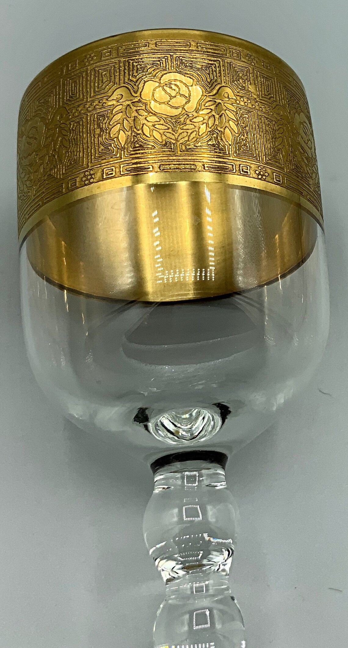 Glastonbury Lotus Goldenrod Gold encrusted Wine Glass Vintage Etsy