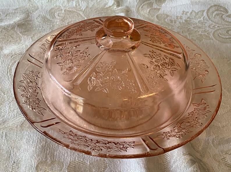 Pink Depression Cabbage Rose round Butter Dish Etsy