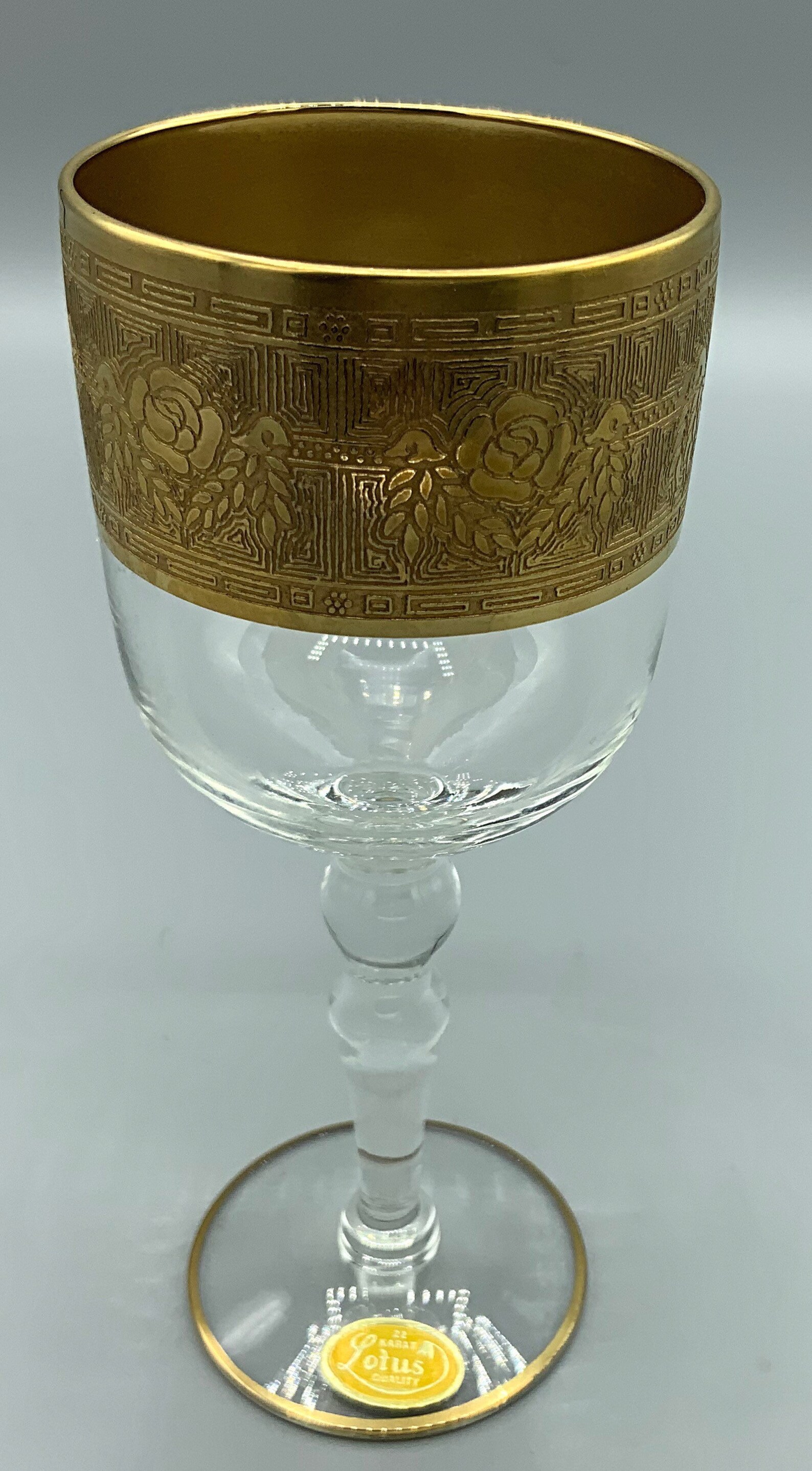 Glastonbury Lotus Goldenrod Gold encrusted Wine Glass Vintage Etsy