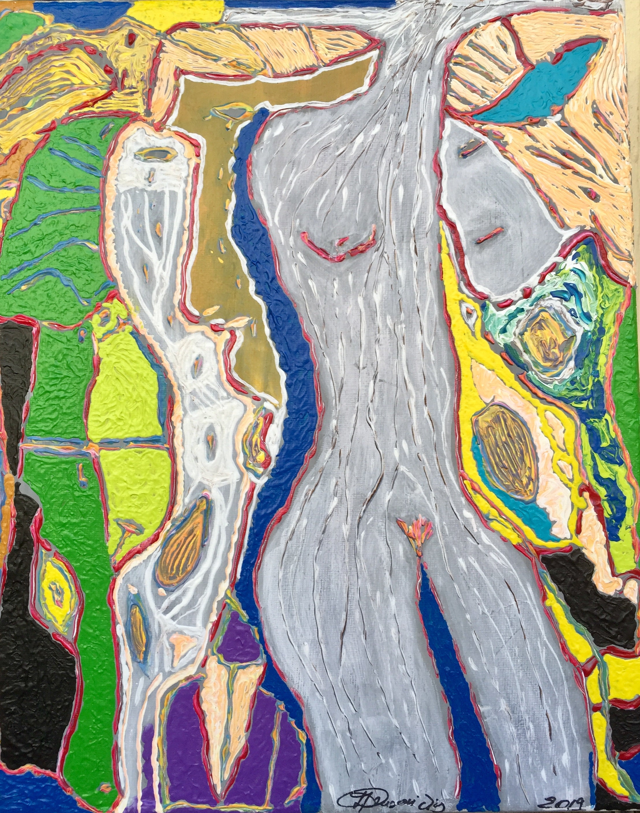 Original Painting Naked Woman by Lithuanian Artist Donatas Prusevicius Acrylic on Canvas 30 X 24