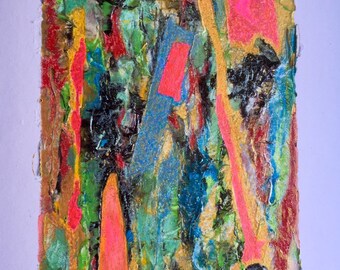 Pintura original Impresión 45 papel 400mg A3 acrílico oro metal color brillo a mano firmado por el artista lituano Donatas Prusevicius 2021